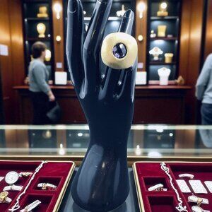 18K Gold Plated Statement Ring Purple Crystal Bold Cocktail Retro Modern Chic